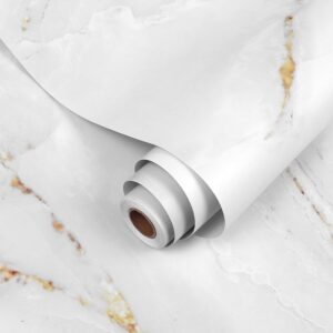 Anmon Marble Contact Paper for Countertop 17.7" x 118", Peel and Stick Wallpaper Thick for Cabinets, Self Adhesive Waterproof Wallpaper, Removable Matte White Gold Marble Wall Paper Roll Kitchen Wall
